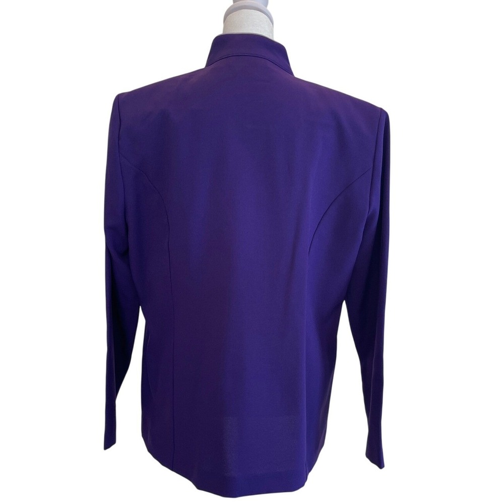 Sara Morgan for Haband Purple Embroidered Open Front Jacket Blazer Womens Medium - Picture 2 of 8